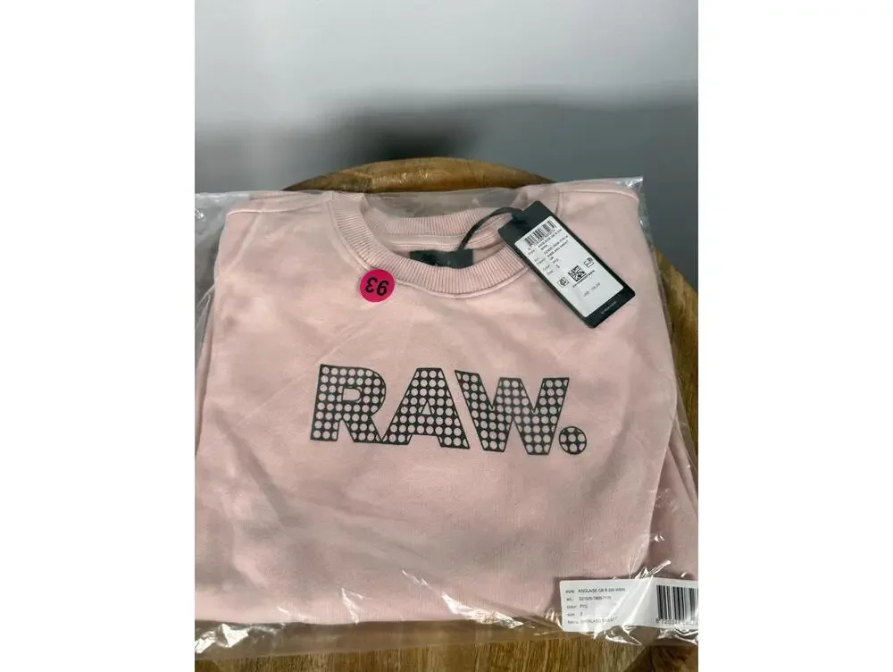 NWT G-Star RAW Anglaise Graphic Crewneck Sweatshirt Womens Pink Small $110 MSRP - Picture 6 of 8